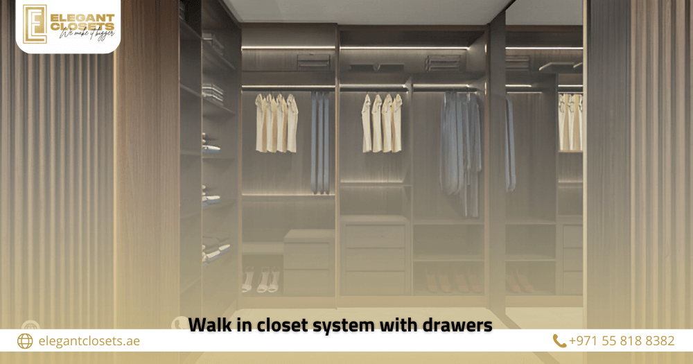 walk in closet system with drawers